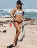 Kimberley Garner in Bikini Working Out on the Beach in Miami