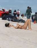 Kimberley Garner in Bikini Working Out on the Beach in Miami