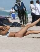 Kimberley Garner in Bikini Working Out on the Beach in Miami