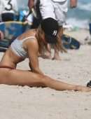 Kimberley Garner in Bikini Working Out on the Beach in Miami