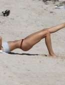 Kimberley Garner in Bikini Working Out on the Beach in Miami