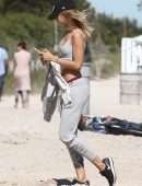 Kimberley Garner in Bikini Working Out on the Beach in Miami