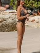 Lizzie Cundy in Bikini on the Beach on Vacation in Barbados