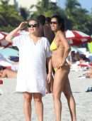 Padma Lakshmi in Bikini on the Beach in Miami