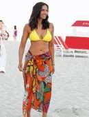 Padma Lakshmi in Bikini on the Beach in Miami