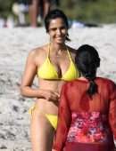 Padma Lakshmi in Bikini on the Beach in Miami
