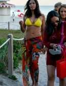 Padma Lakshmi in Bikini on the Beach in Miami