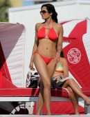 Padma Lakshmi in Red Bikini at Beach in Miami