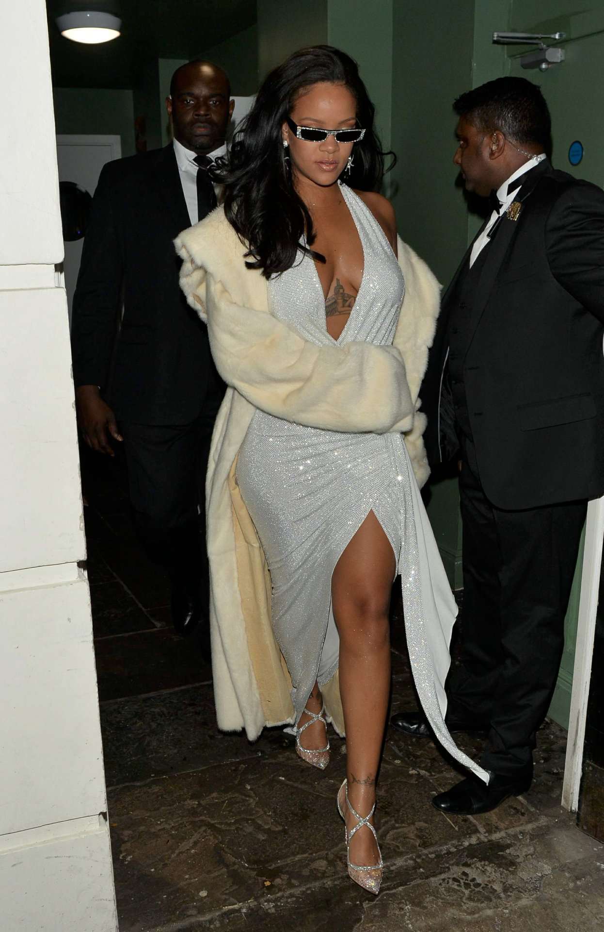 Rihanna Cleavage at Annabells Mayfair in London
