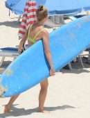 Sailor Brinkley-Cook Surfing on Bondi Beach in Sydney