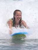 Sailor Brinkley-Cook Surfing on Bondi Beach in Sydney