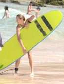 Sailor Brinkley-Cook Surfing on Bondi Beach in Sydney