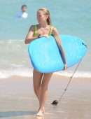 Sailor Brinkley-Cook Surfing on Bondi Beach in Sydney