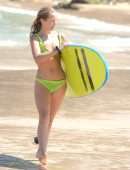 Sailor Brinkley-Cook Surfing on Bondi Beach in Sydney