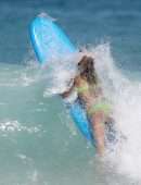 Sailor Brinkley-Cook Surfing on Bondi Beach in Sydney