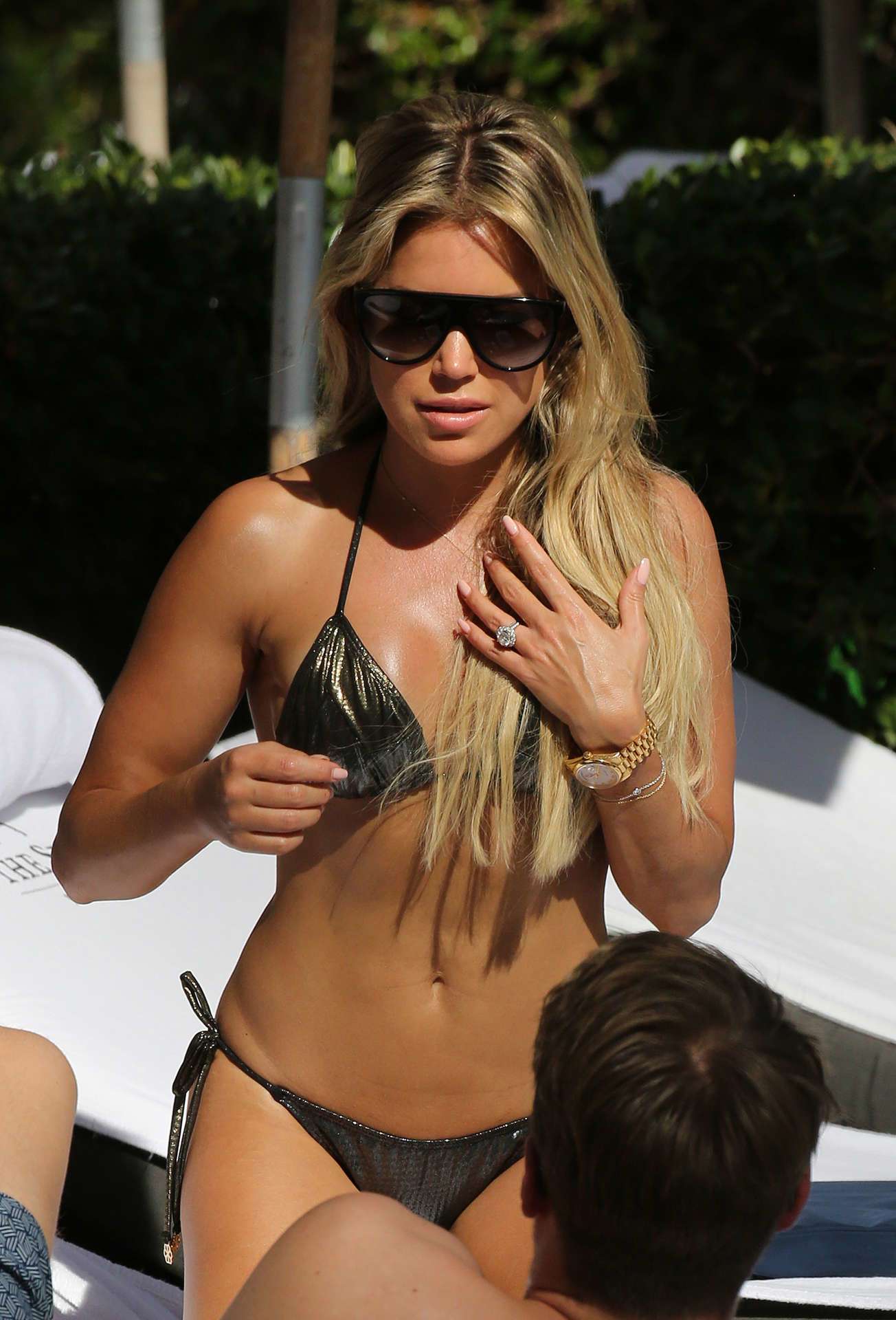 Sylvie Meis in Bikini by the Pool in Miami