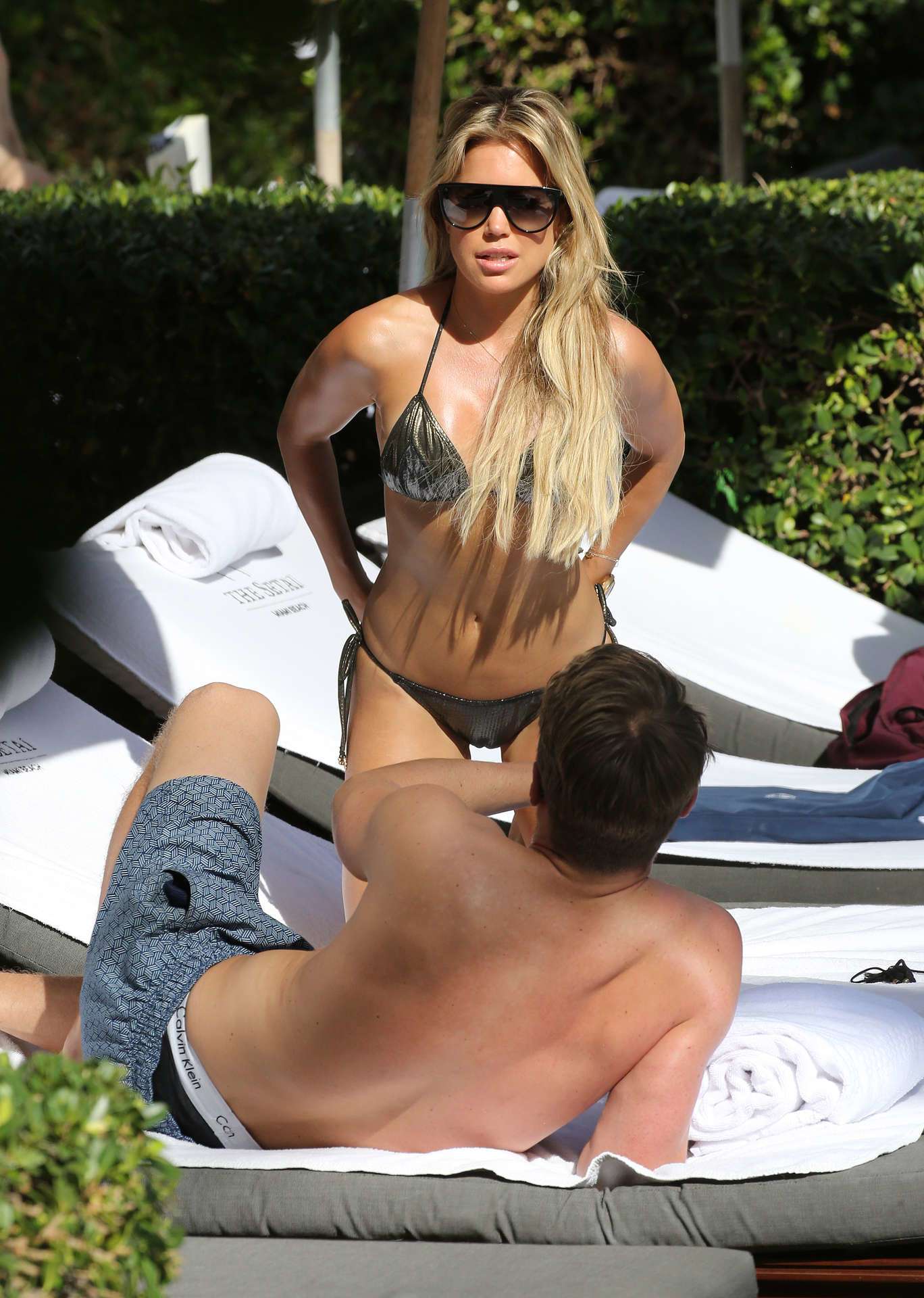 Sylvie Meis in Bikini by the Pool in Miami