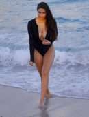 Tao Wickrath in Swimsuit on the Beach in Miami