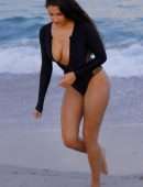 Tao Wickrath in Swimsuit on the Beach in Miami