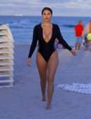 Tao Wickrath in Swimsuit on the Beach in Miami