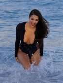 Tao Wickrath in Swimsuit on the Beach in Miami