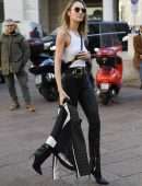 Candice Swanepoel Outside the Versace Show at Milan Fashion Week AW