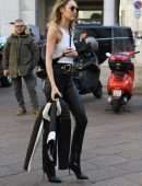 Candice Swanepoel Outside the Versace Show at Milan Fashion Week AW