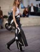 Candice Swanepoel Outside the Versace Show at Milan Fashion Week AW