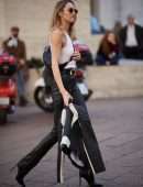 Candice Swanepoel Outside the Versace Show at Milan Fashion Week AW