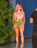 Demi Rose Mawby in Pink Latex Bikini for Photoshoot in Phuket