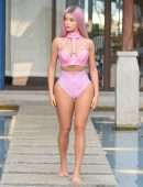Demi Rose Mawby in Pink Latex Bikini for Photoshoot in Phuket