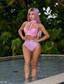 Demi Rose Mawby in Pink Latex Bikini for Photoshoot in Phuket