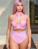 Demi Rose Mawby in Pink Latex Bikini for Photoshoot in Phuket