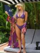 Demi Rose in Purple Latex Bikini in Thailand