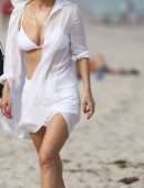 Giada De Laurentiis in White Bikini at Beach in Miami