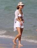 Giada De Laurentiis in White Bikini at Beach in Miami