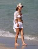 Giada De Laurentiis in White Bikini at Beach in Miami