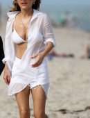 Giada De Laurentiis in White Bikini at Beach in Miami