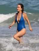 Giada De Laurentiis in Swimsuit Wardrobe Malfunction at a Beach in Miami