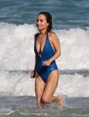 Giada De Laurentiis in Swimsuit Wardrobe Malfunction at a Beach in Miami