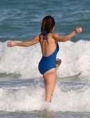Giada De Laurentiis in Swimsuit Wardrobe Malfunction at a Beach in Miami