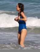 Giada De Laurentiis in Swimsuit Wardrobe Malfunction at a Beach in Miami