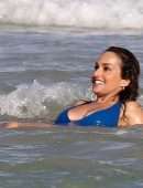 Giada De Laurentiis in Swimsuit Wardrobe Malfunction at a Beach in Miami