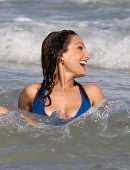 Giada De Laurentiis in Swimsuit Wardrobe Malfunction at a Beach in Miami