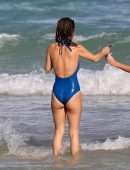 Giada De Laurentiis in Swimsuit Wardrobe Malfunction at a Beach in Miami