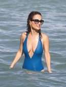 Giada De Laurentiis in Swimsuit Wardrobe Malfunction at a Beach in Miami