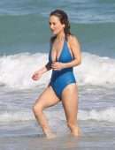 Giada De Laurentiis in Swimsuit Wardrobe Malfunction at a Beach in Miami