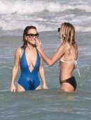 Giada De Laurentiis in Swimsuit Wardrobe Malfunction at a Beach in Miami