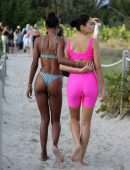 Jasmine Tookes, Shanina Shaik and Lais Ribeiro on the Beach in Miami
