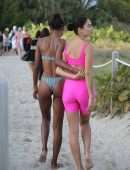 Jasmine Tookes, Shanina Shaik and Lais Ribeiro on the Beach in Miami